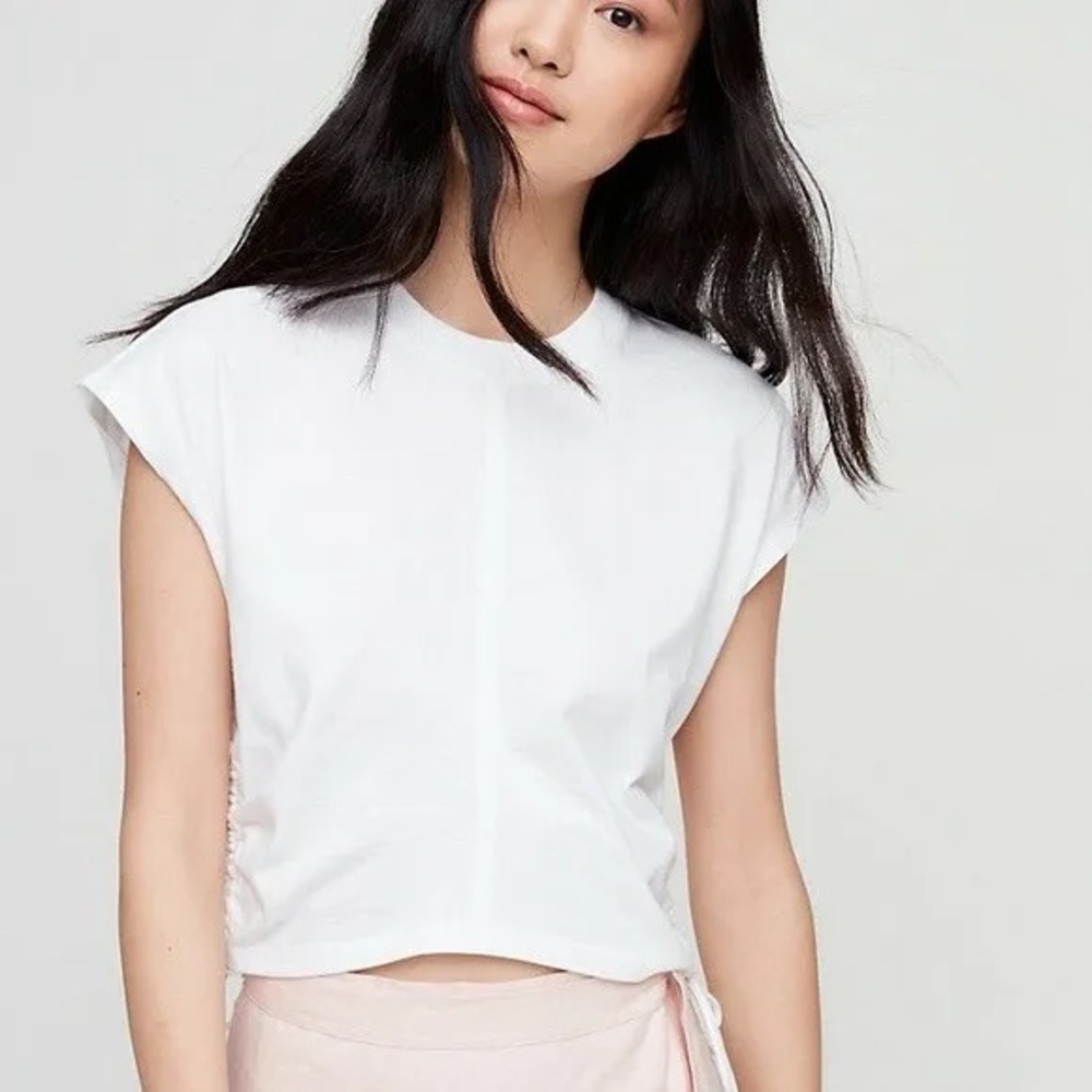 Aritzia Wilfred Ruched White T-Shirt - Size xs